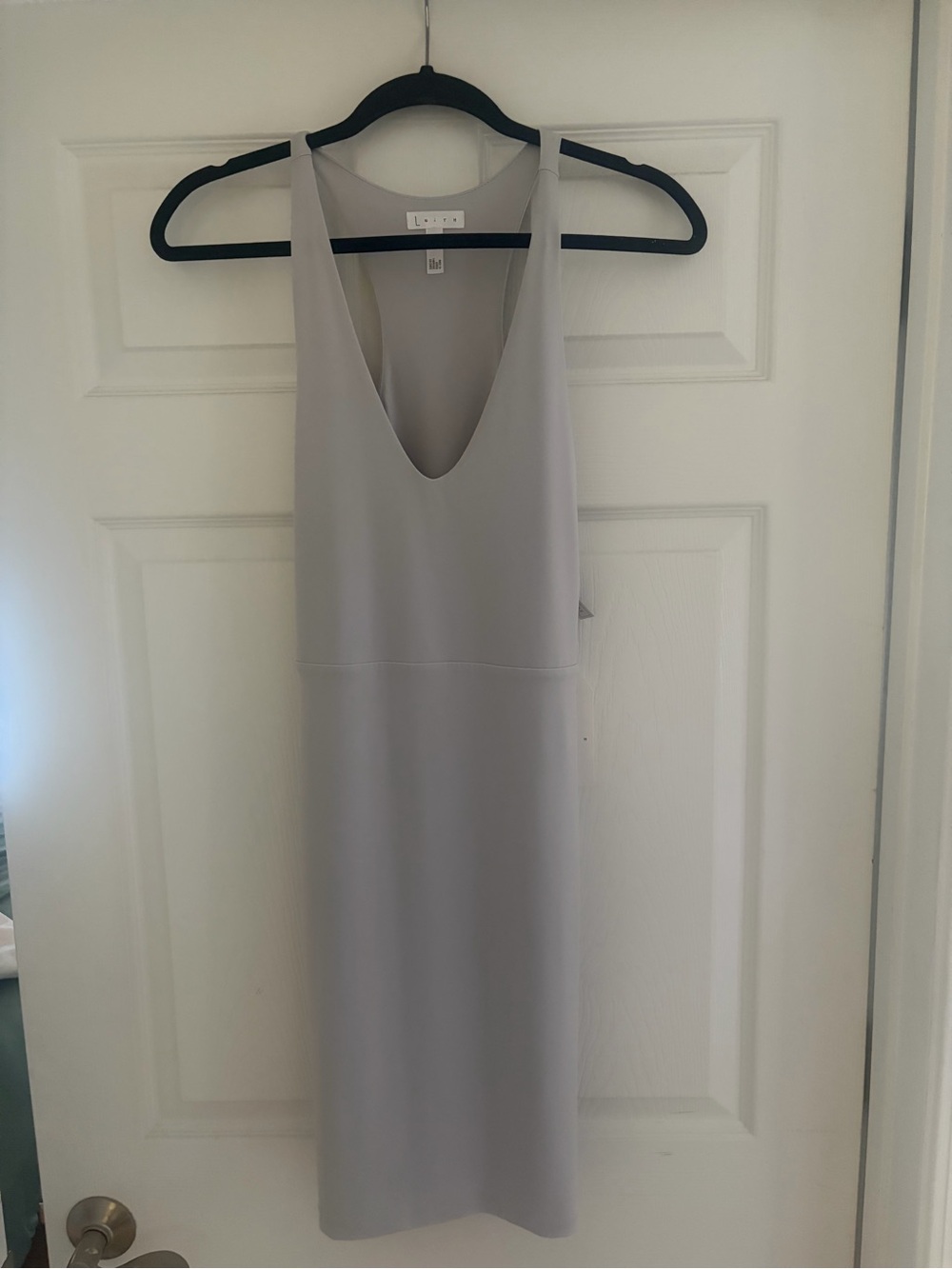 Leith Light Gray Sleeveless V-Neck Mini Dress